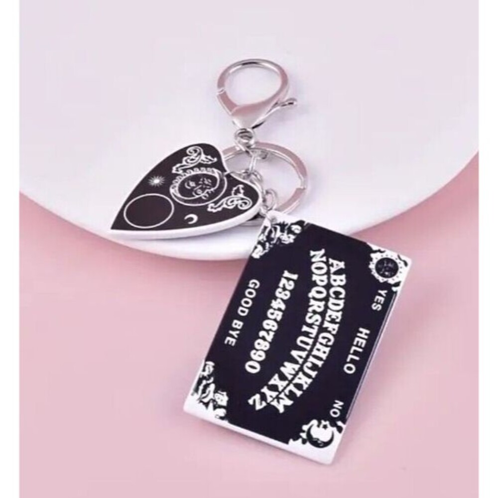 Ouija Board Planchette Silver Keyring Keychain Key Ring